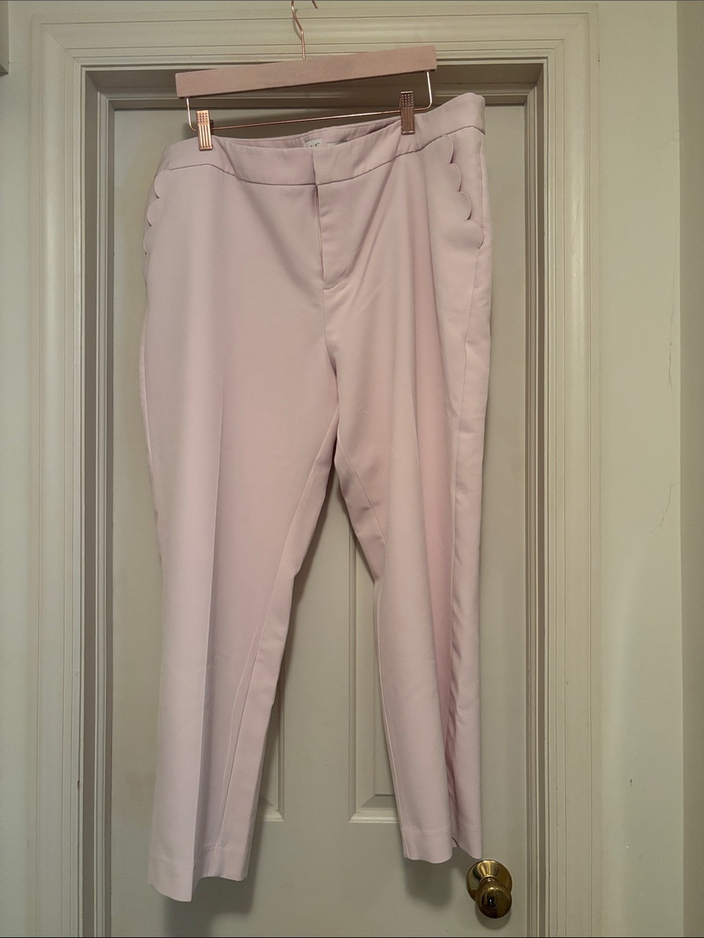 a new day Scallop Side Straight-Leg Trousers - Pale Pink